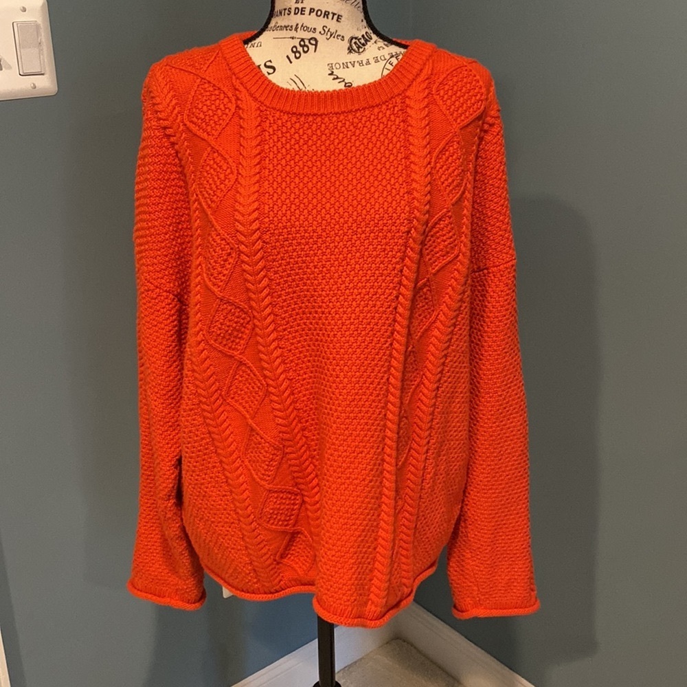 TRADLANDS Modern Fisher Sweater, FLAME, SIZE X-LARGE, EXCELLENT Cond 100% cotton
